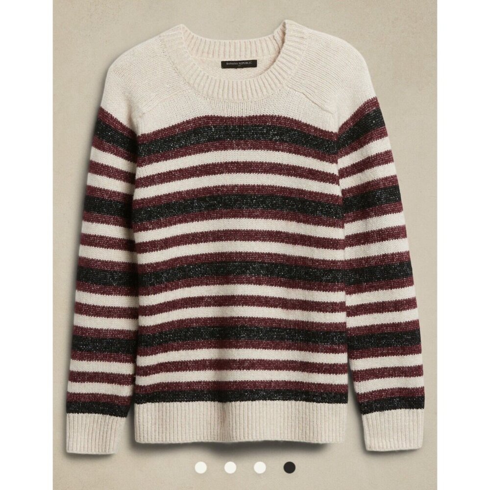 NWT Banana Republic Women sweater  XL stripped crew ribbed neck New - Picture 4 of 13